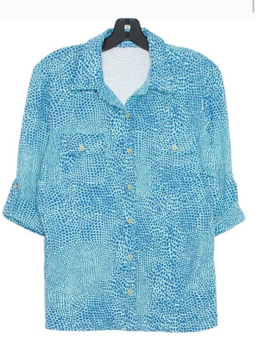 J. McLaughlin Blue and White Printed Shirt with matching pant